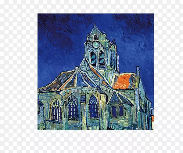手绘教堂建筑美式油画