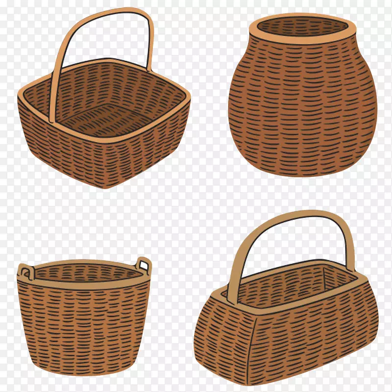 深棕色容器菜篮篮子编织物卡通