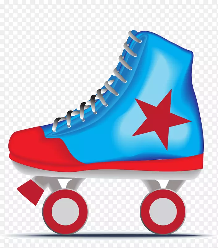 蓝红色五角星徽疾速轮滑鞋