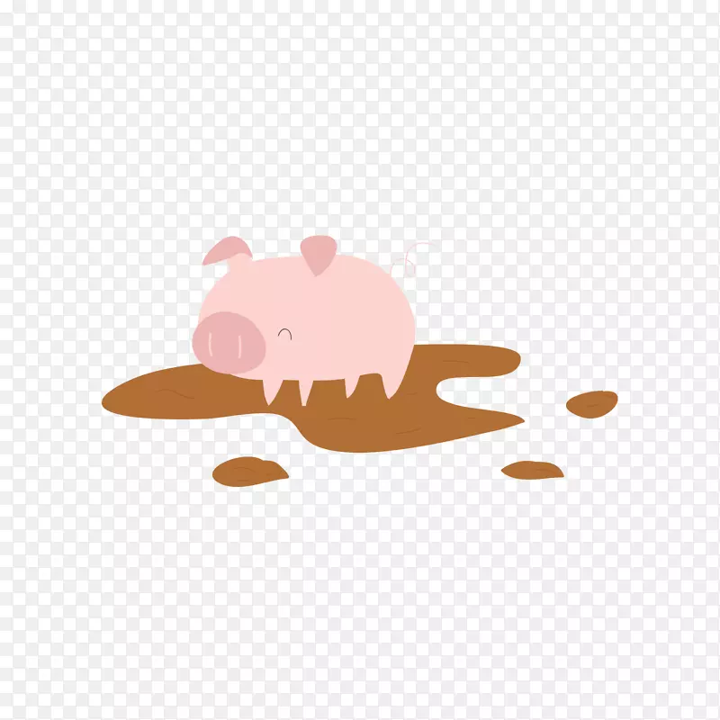 泥土上的粉色猪
