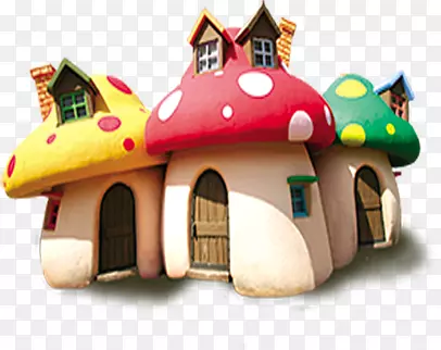 手绘彩色蘑菇可爱房子