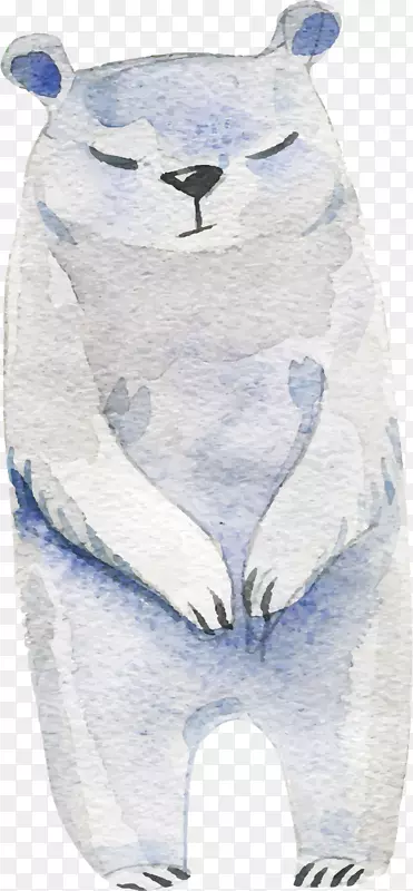 水彩手绘北极熊