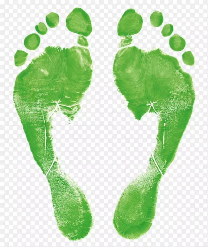绿色墨水绘制的带裂纹脚印素材