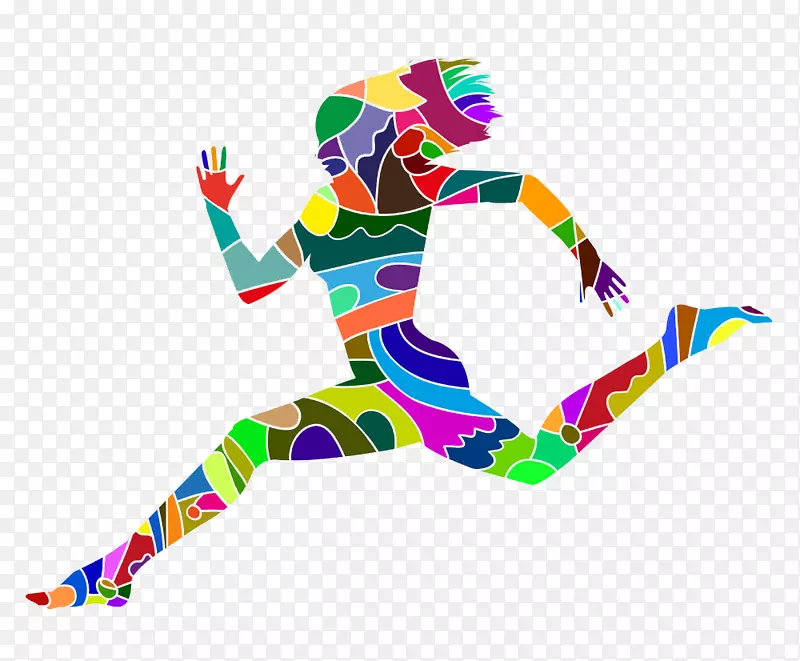 彩绘跑步的女人高清免扣素材