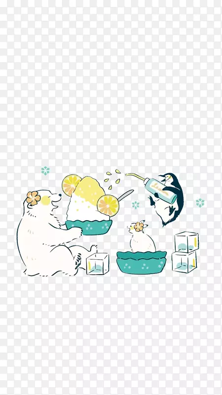 矢量企鹅和北极熊吃刨冰