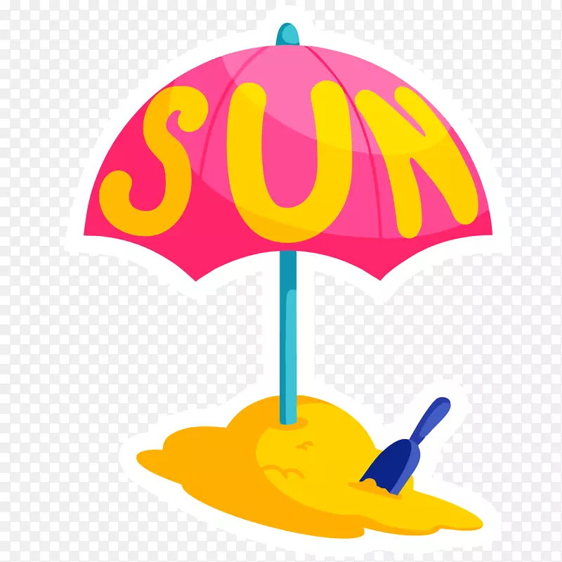 海滩太阳伞卡通插画