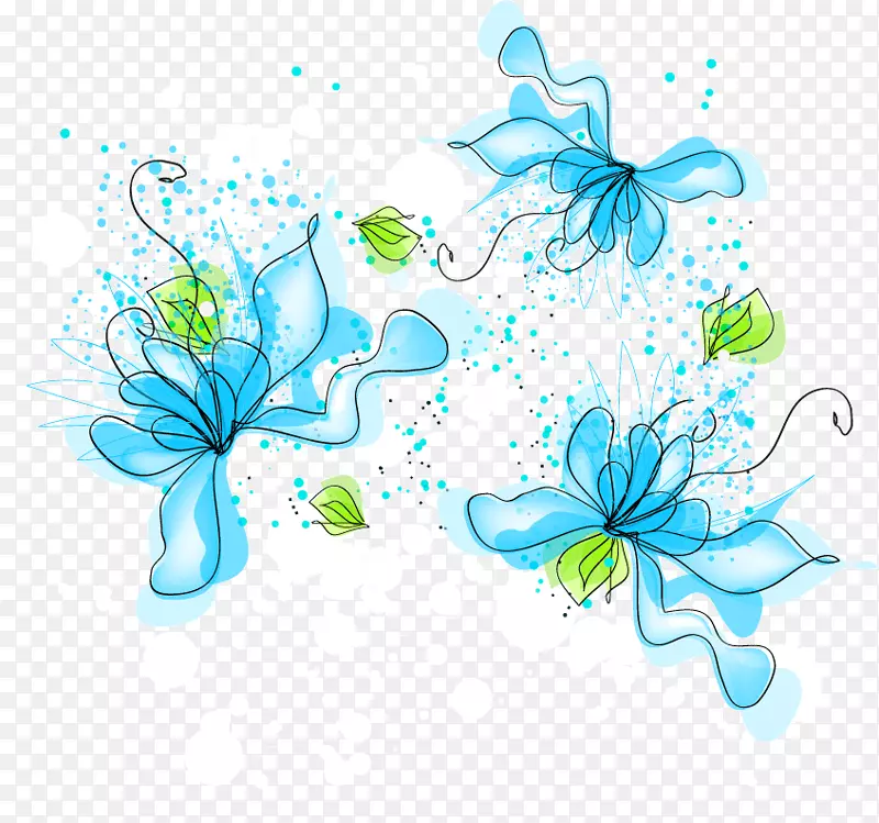 矢量蓝色花卉