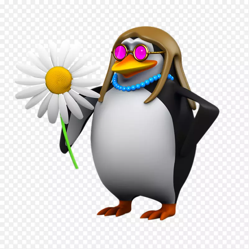 高清手拿花朵的企鹅