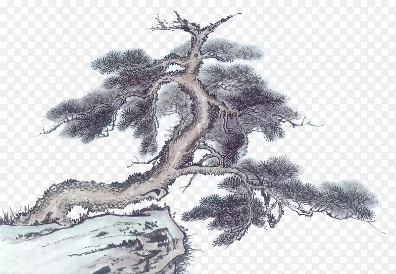 水彩松树