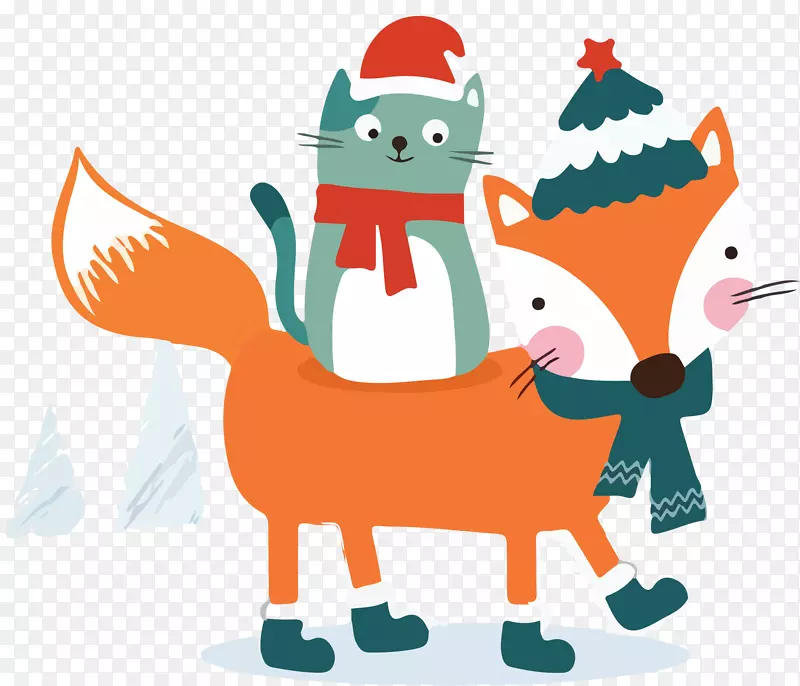 圣诞节龙猫狐狸装饰图案