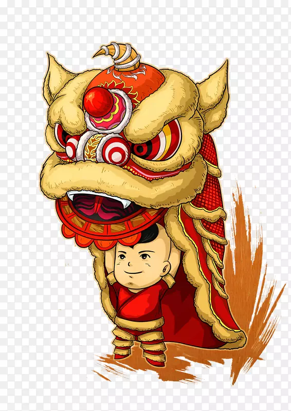 卡通舞狮子的小朋友PNG图片素材下载_图片编号7519977-PNG素材网