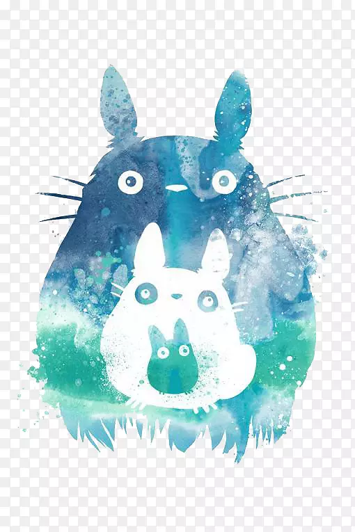 简约水彩龙猫插画