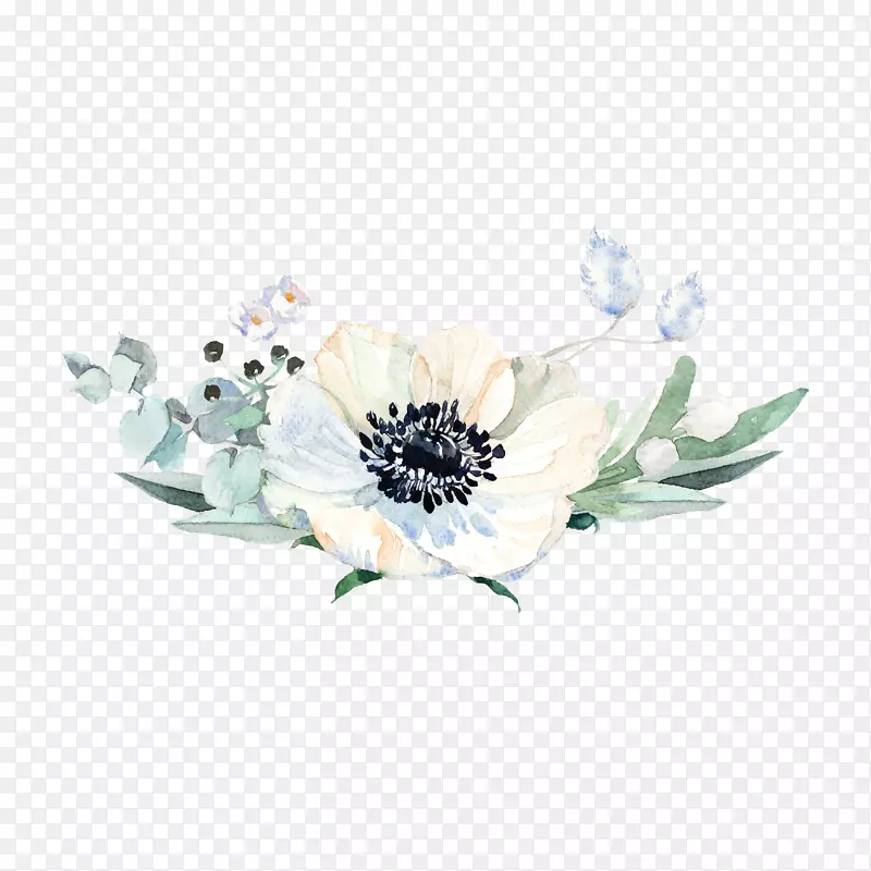 手绘白色花朵装饰