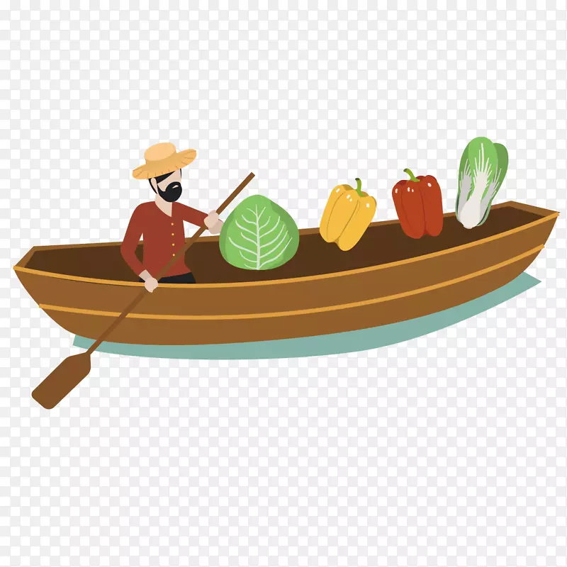 木船创意划船手绘