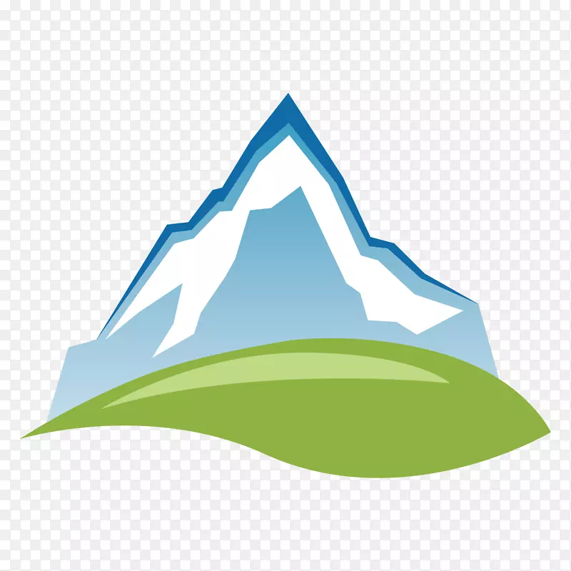 蓝色几何山峰元素