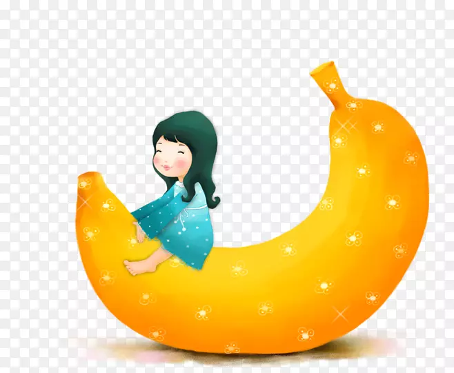 坐在香蕉上的女孩