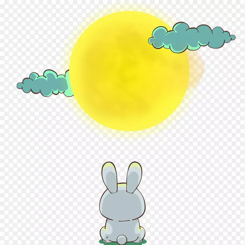 创意中秋节望月的兔子设计