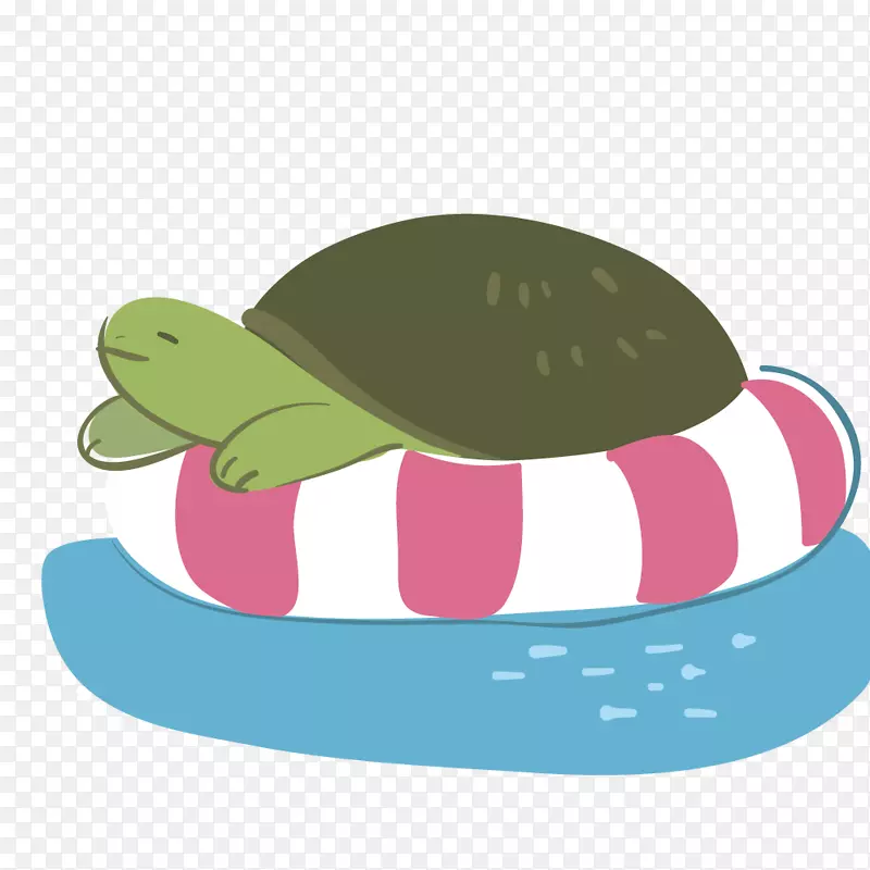 游泳圈上的卡通乌龟