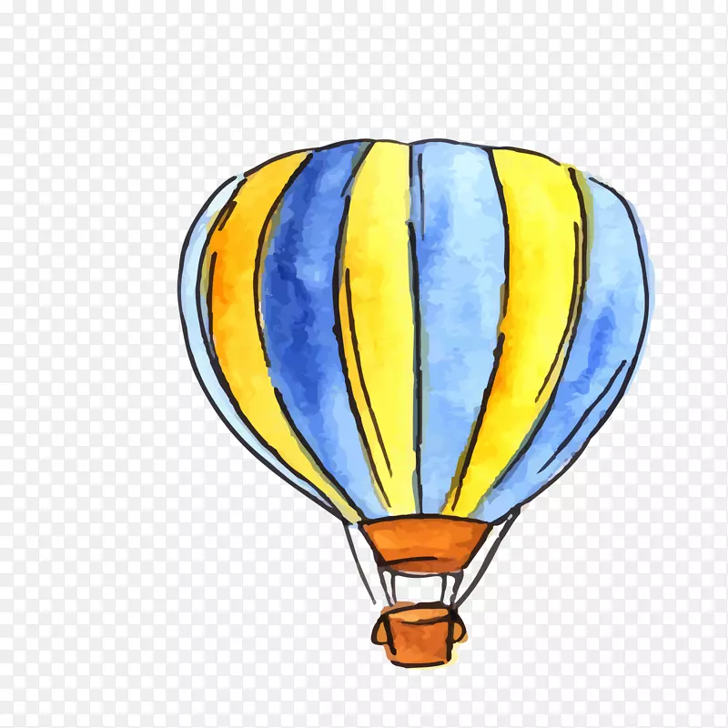黄蓝色漂浮的气球