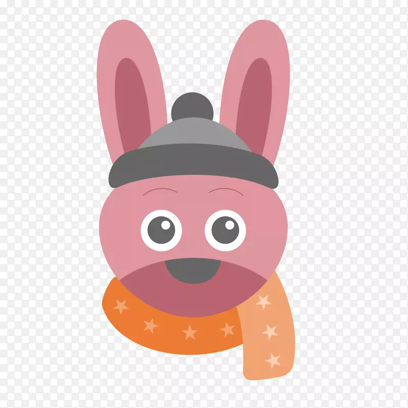 卡通红色的小兔子头像设计