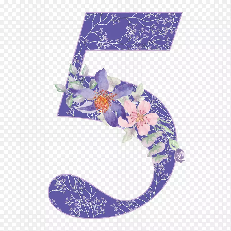 卡通手绘紫色的数字5PNG图片素材下载_图片编号7523838-PNG素材网