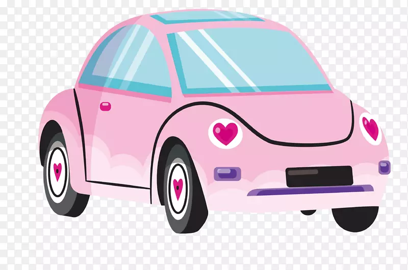 可爱粉色小汽车