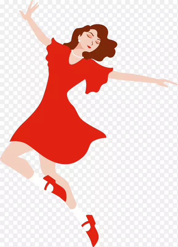 红衣美丽跳舞女孩