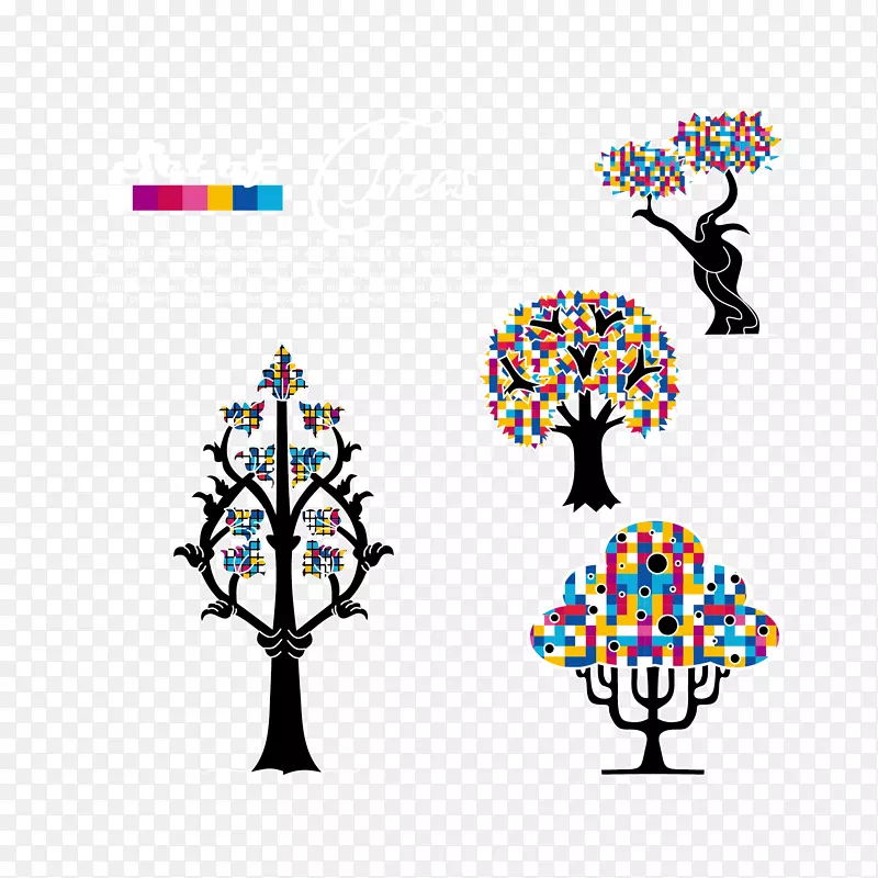 矢量创意彩色树