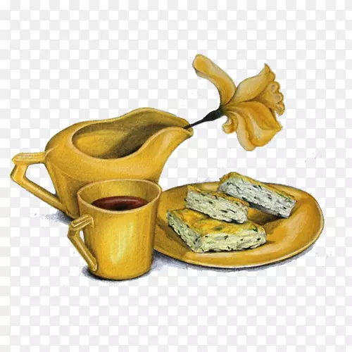 红茶面饼手绘画素材图片