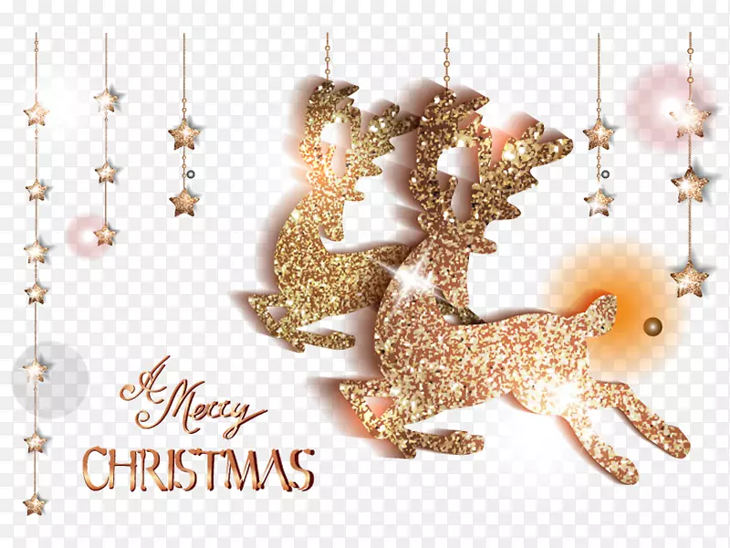 圣诞节金色驯鹿星星挂饰装饰