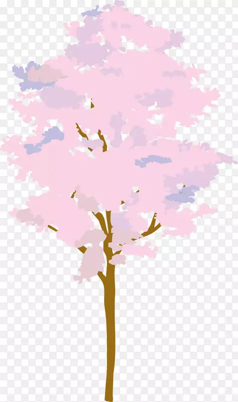 春天手绘粉色大树