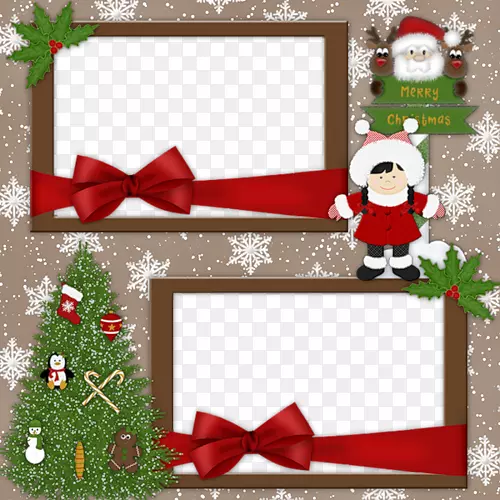 圣诞节卡通双框相框