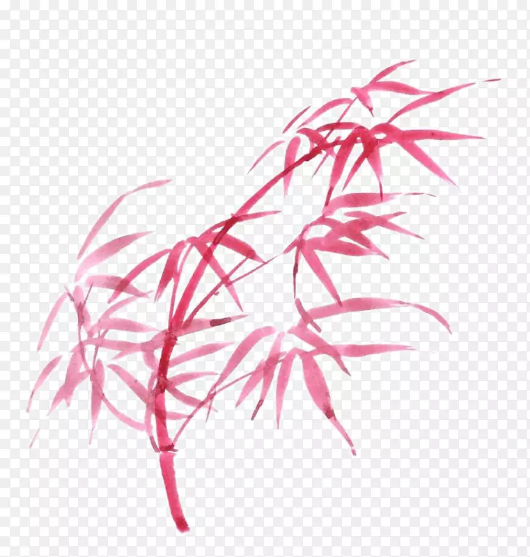 手绘红色竹子