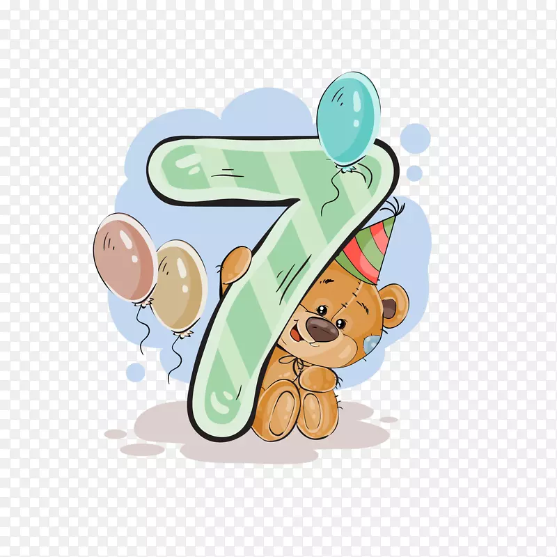 卡通绿色数字7小熊免抠素材PNG图片素材下载_图片编号7526403-PNG素材网