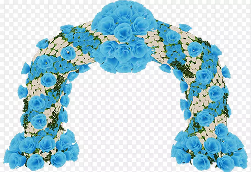 蓝色玫瑰花花环拱门