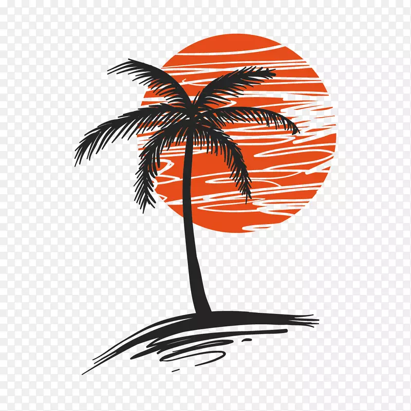 太阳和椰子树