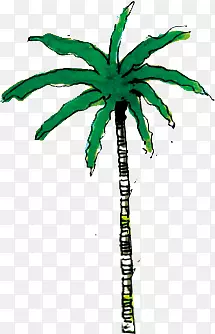 手绘创意合成绿色的椰子树