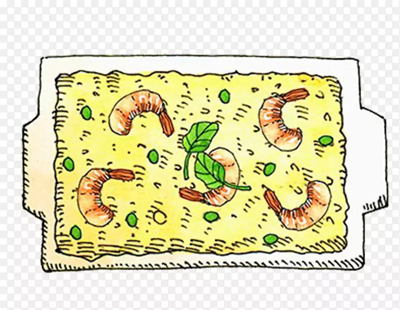 卡通简约美食装饰广告设计虾子饭