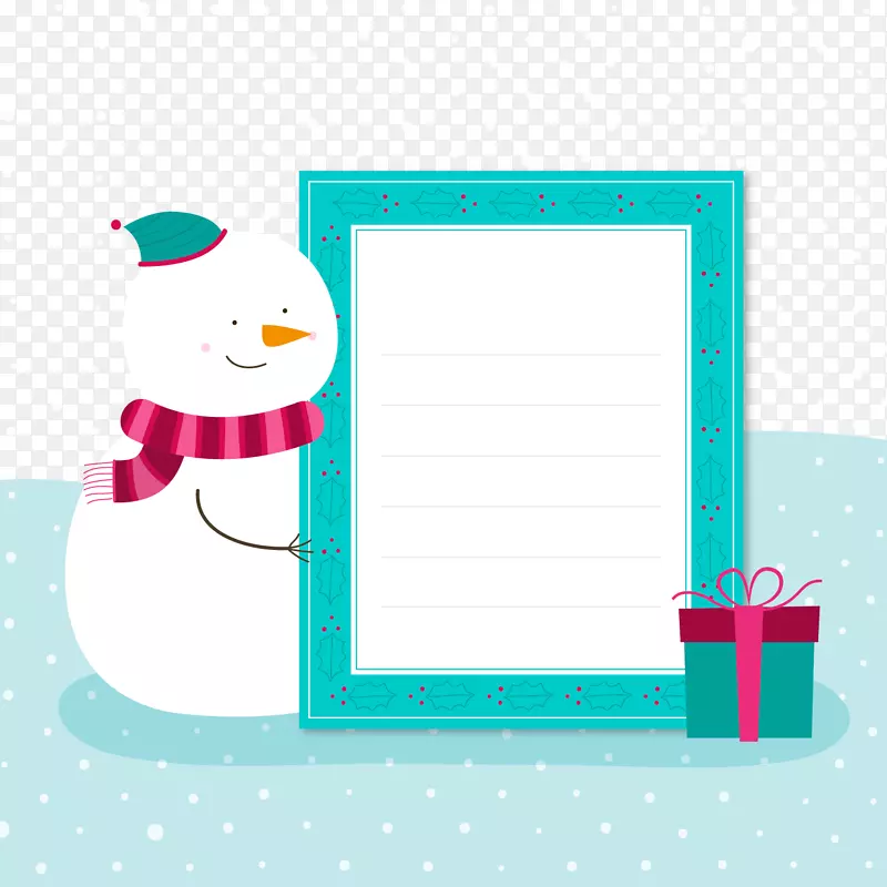 可爱圣诞节雪人装饰信纸矢量图