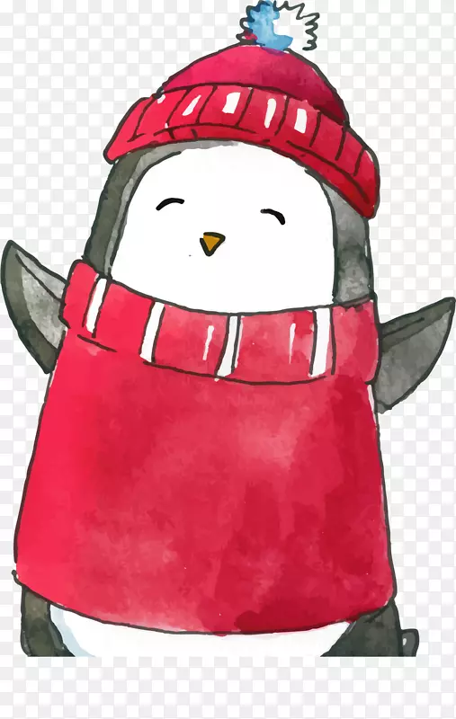 手绘风开心的企鹅
