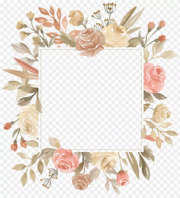 水墨花卉和方形白板