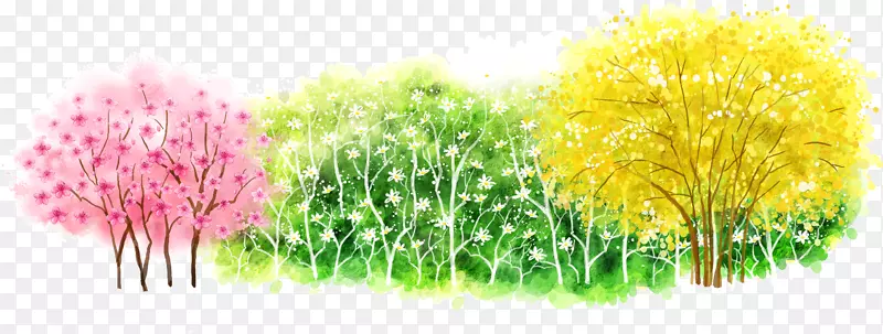卡通多彩树木世界湿地日手绘树林