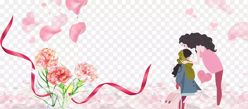 粉色唯美浪漫花朵母亲节海报背景
