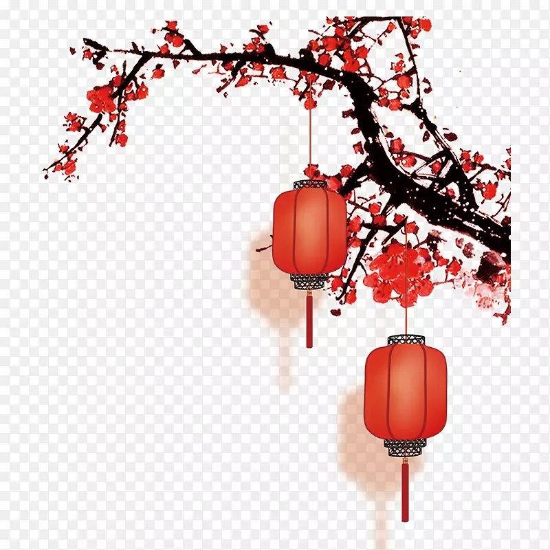 红色梅花传统春节元素