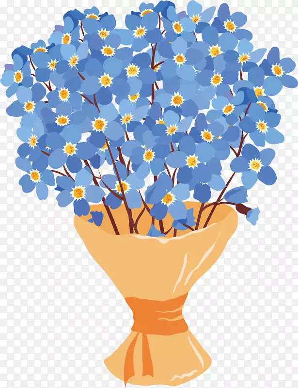 矢量图蓝色花朵装饰