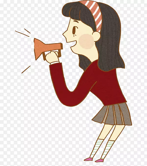 拿着喇叭喊话的女生