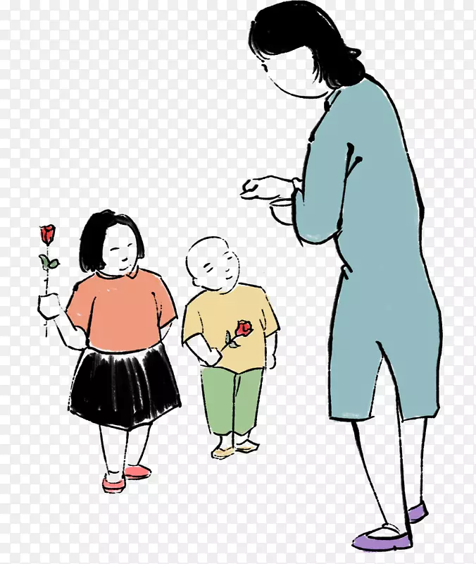 中国画插图母亲节手绘插画