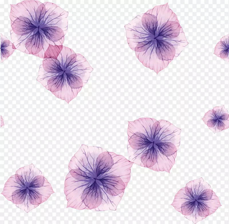 紫色清新鲜花漂浮素材