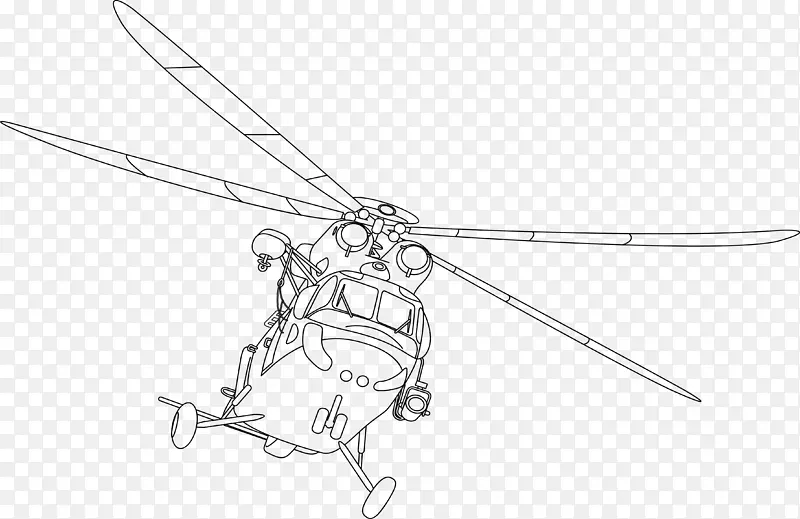 手绘直升机插画设计
