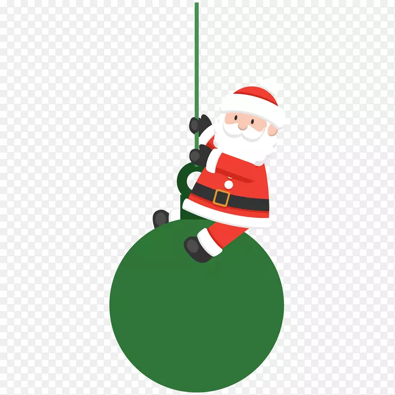 卡通坐在吊球上的圣诞老人